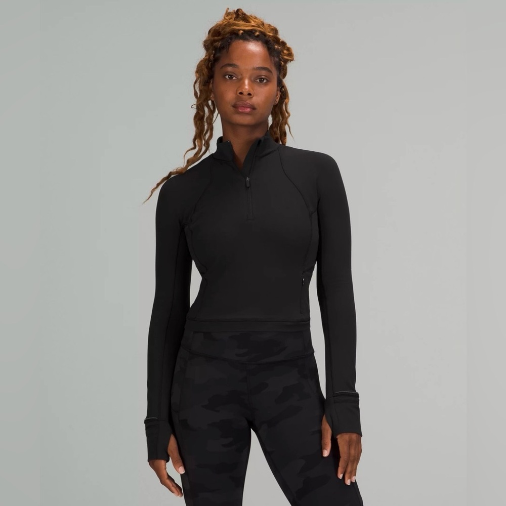 lululemon athletica Black Quarter-Zip Long Sleeve Top